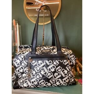 Kathy Van Zeeland Black White Crown overnight‎ Tote Bag